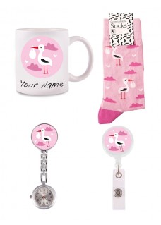 Geschenkset Geburtshilfe Stork Baby Rosa