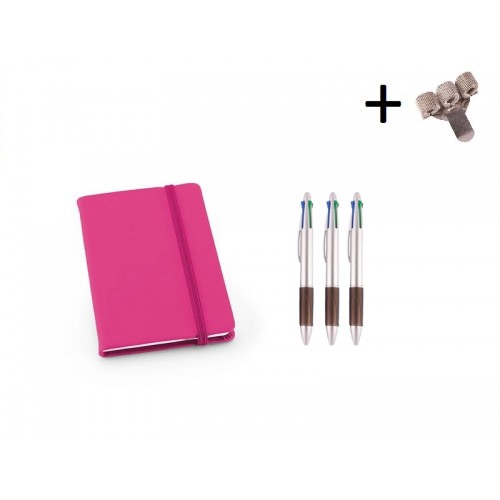 Set Notizbuch A6 + Farbkugelschreiber Rosa